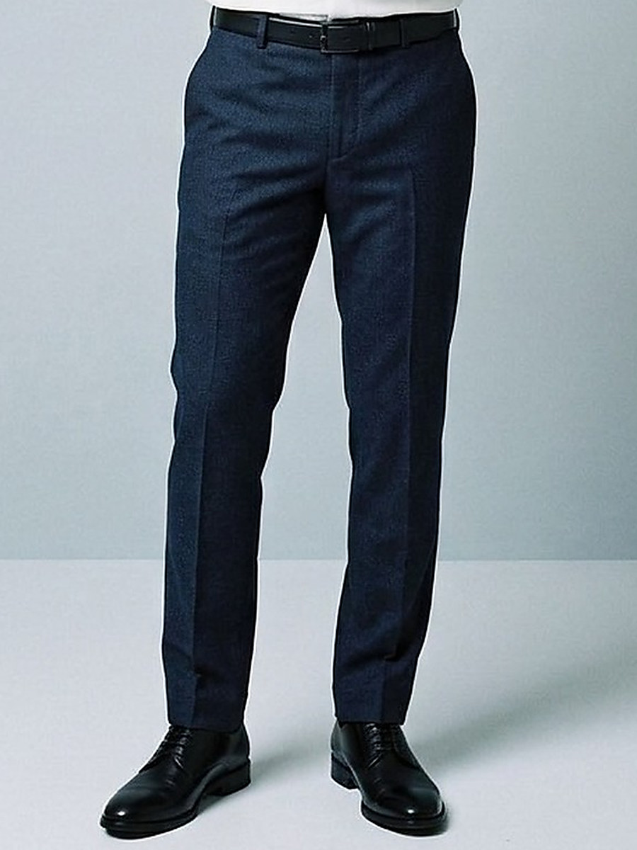 Thunder formal trousers — navy, worn with black brogues