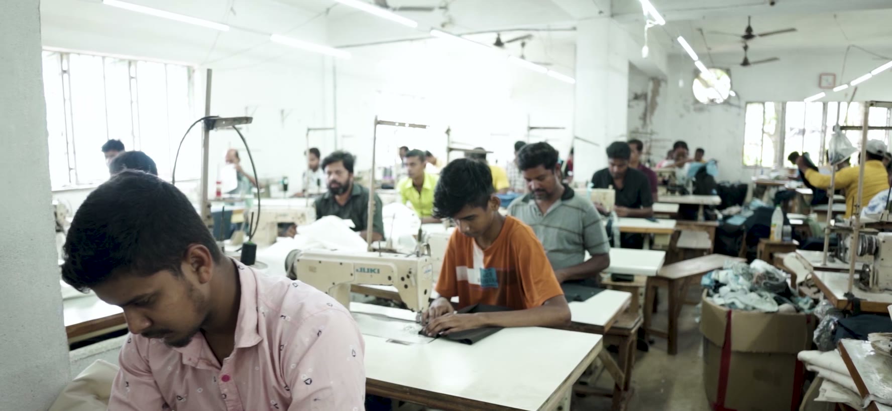The trouser and denim stitching floor